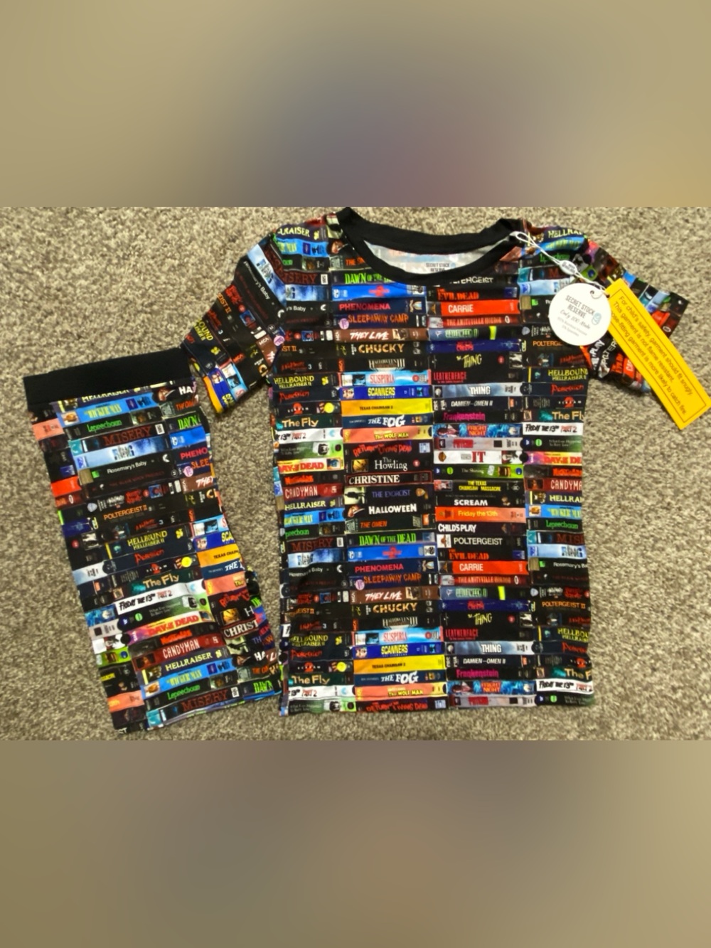 Secret Stock Reserve 7/8 VHS Horror bamboo pj short set NWT